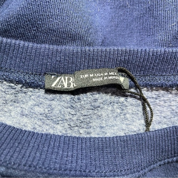 Zara New York 1988 Fleece Sweatshirt Womens Medium Blue Green Red Embroidered - Picture 3 of 11